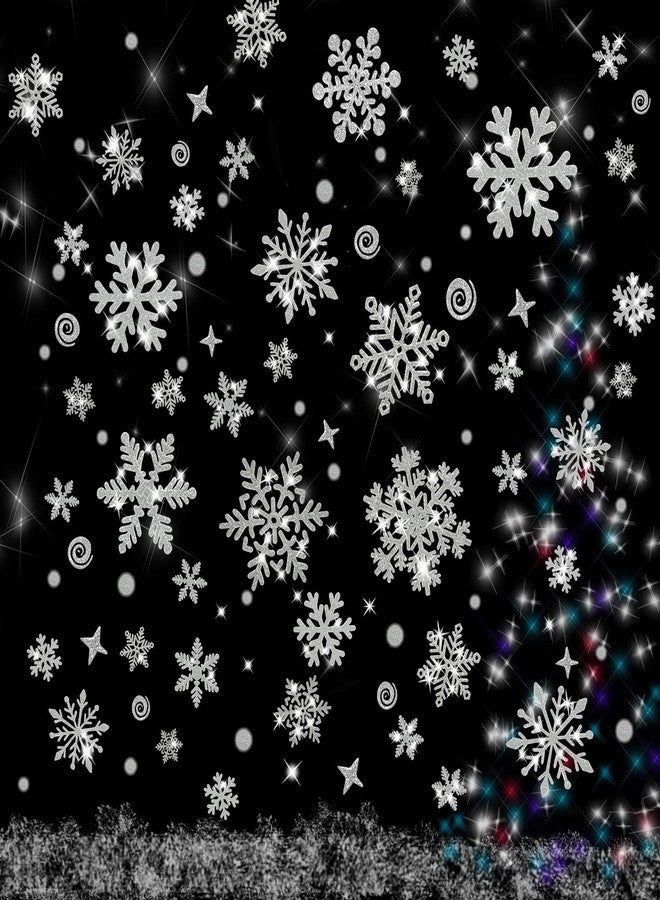 Mauts-inus 222pcs Silver Glitter Snowflake Window Stickers, Reusable Christmas Clings, Christmas Window Decorations Clings Window Display Decoration. - Image 1